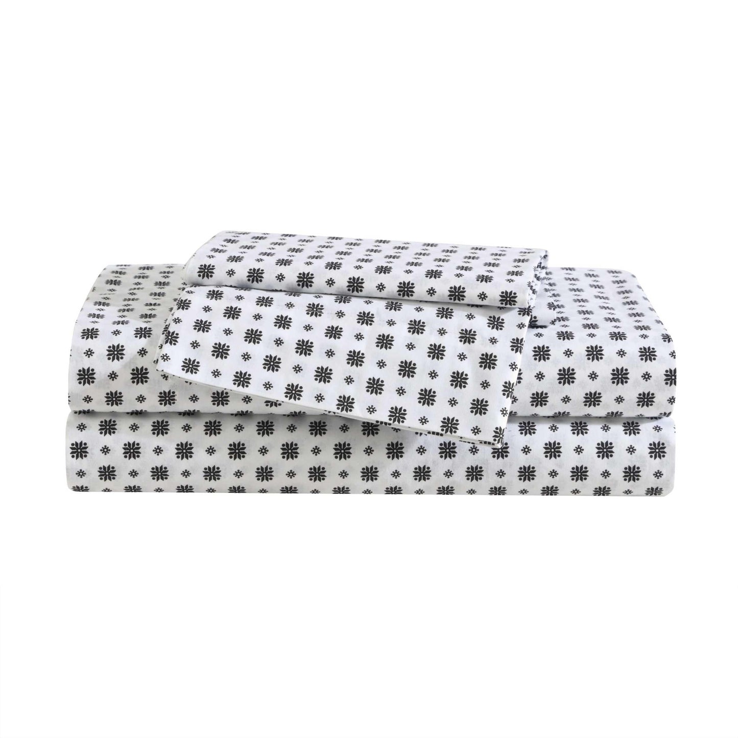 Eddie Bauer - Twin Sheet Set, Premium Cotton Percale Bedding Set, Super Soft Home Decor, Oeko-Tex Certified (Fairisle Sprinkle Black, Twin)