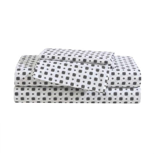 Eddie Bauer - Twin Sheet Set, Premium Cotton Percale Bedding Set, Super Soft Home Decor, Oeko-Tex Certified (Fairisle Sprinkle Black, Twin)