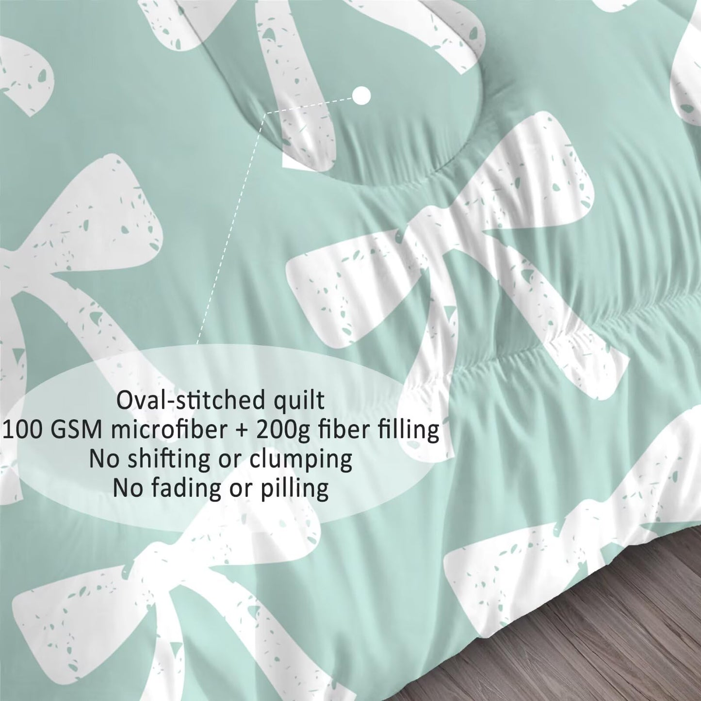 DJNEAR Green Bow Comforter Set Twin Size Cute Girls Bedding Sets for Kids Teens Women Bedroom Kawaii Bowknot Quilt Room Decor 1 Comforter 1 Pillowcase