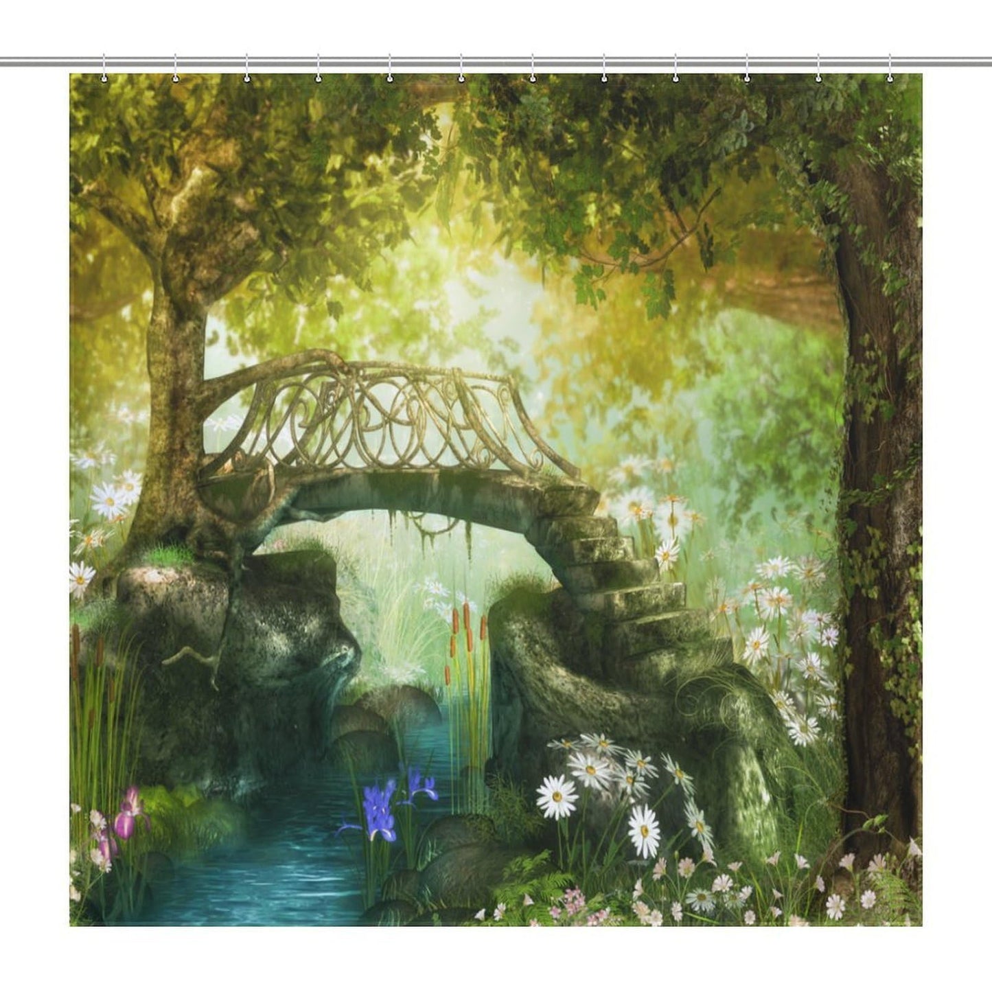 TYVGICZ Forest Shower Curtains,Tree Cave Drapes Fantasy Nature Landscape Backdrop Rainforest Jungle Bath Curtains for Bathroom Decor Polyester Fabric，66x72 Inch