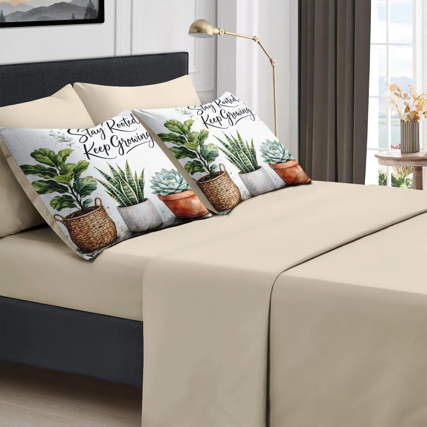 Boewywh Comforter Set Twin Size Plant Botanical Farmhouse 7 Pcs, Bedding for Kids and Adults, Bed Sheet Sets with Fitted Sheet 2 Pillowcases & 2 Shams for Bedroom Bed Decor