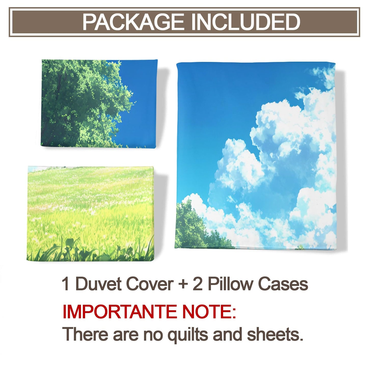 PAISUOQ Anime Duvet Cover Full, Spring Landscape Bedding, Cartoon Kids Comforter Cover with 2 Pillow Cases, 3 Pieces with Zipper & Ties, Bedroom Decor & Gifts