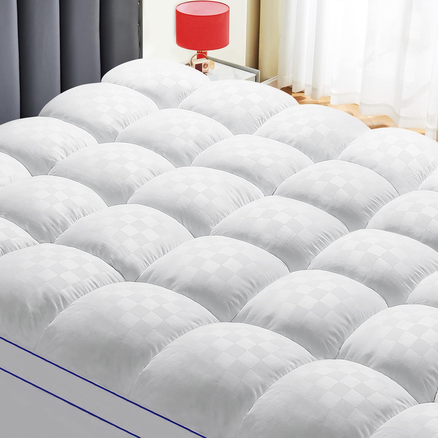 KUTUU Queen Mattress Topper, Extra Thick Pillow Top Mattress Pad Cover for Back Pain, 6-21 Inches Deep Pocket, 60x80 Inches, White
