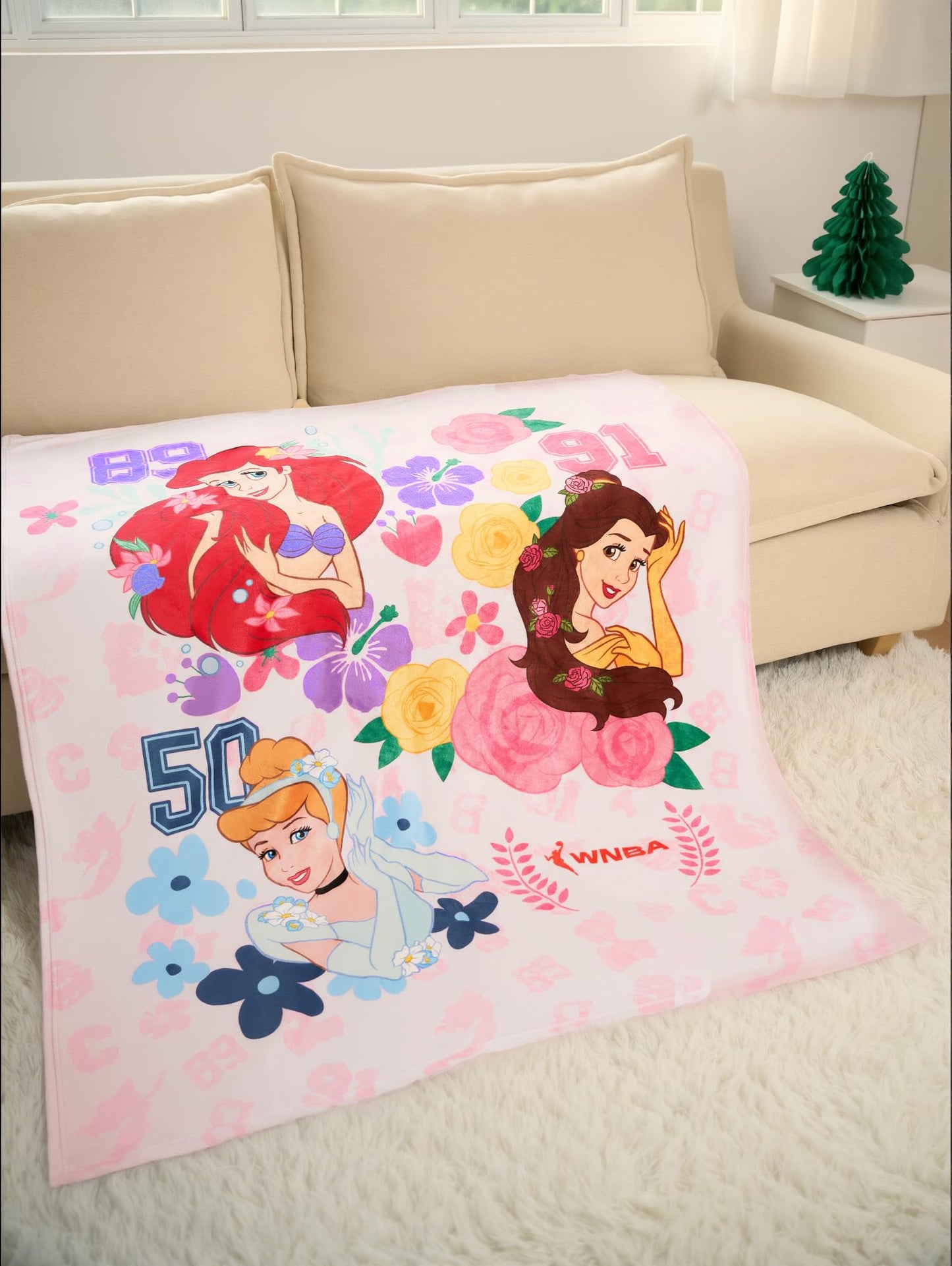 Northwest Disney Princesses Plush Throw Blanket, 46" x 60" Silk Touch Soft Fleece Blanket for Kids & Adults, Officially Licensed