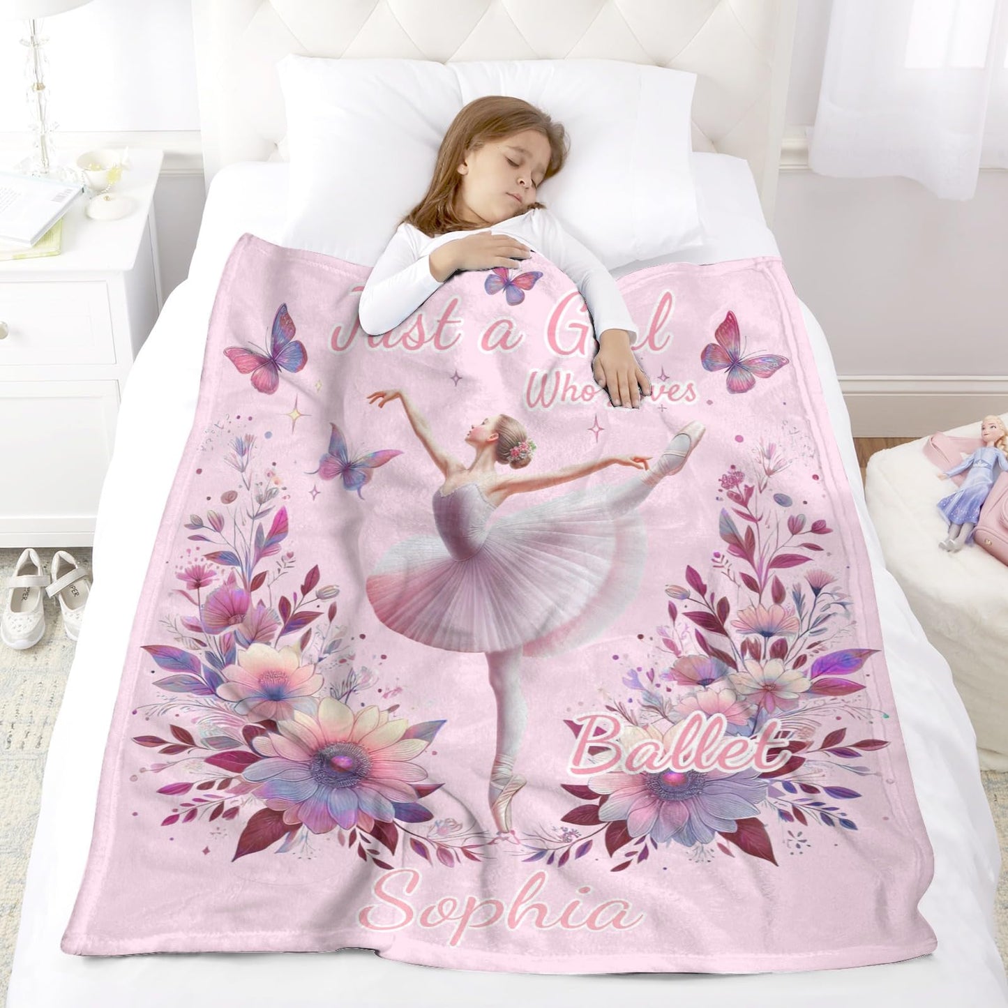 Xaviynch Ballet Blankets for Girls, Custom Blanket with Names - Personalized Anniversary Wedding Valentine's Day Gift Blankets for Sofa Bed Office All Season