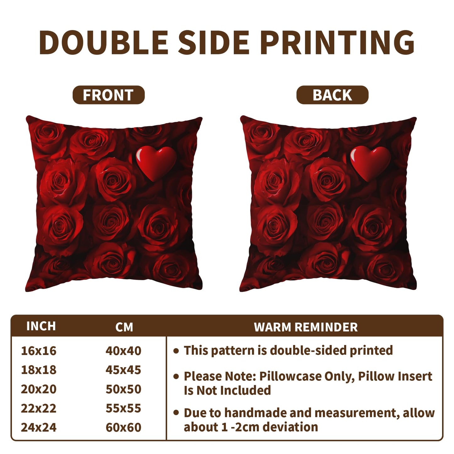 Valentines Day Pillow Covers 18X18 Inch Red Heart Rose Floral Decorative Pillow Cases Wedding Mother's Day Anniversary Cotton Linen Throw Pillows Set of 2 Home Decor For Sofa Couch Bedroom Outdoor