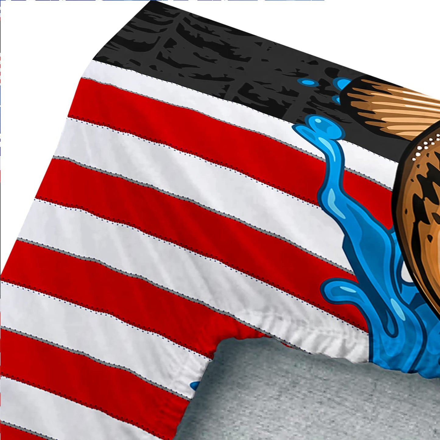 HOSIMA Big Pike Fishing Fitted Sheet Full,Bass Fish American Flag Pattern Hunting and Fishing Bed Set Full Size for Boys Room Decor, 1 Fitted Sheet + 2 Pillowcases.
