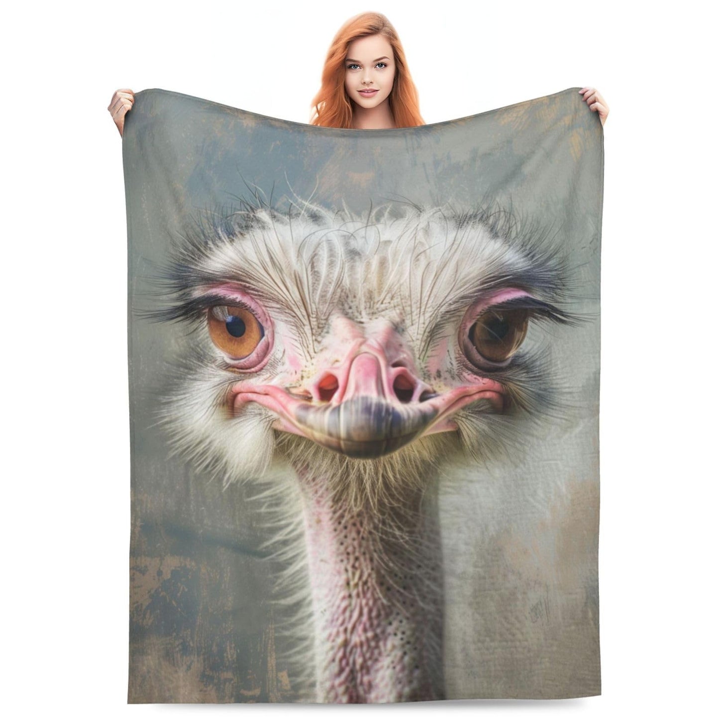 Funny Ostrich Blanket, Gifts for Women, Wildlife Animal Soft Lightweight Throw Blankets for Kids Girls, Travel Bed Living Room Decor, 50x60in