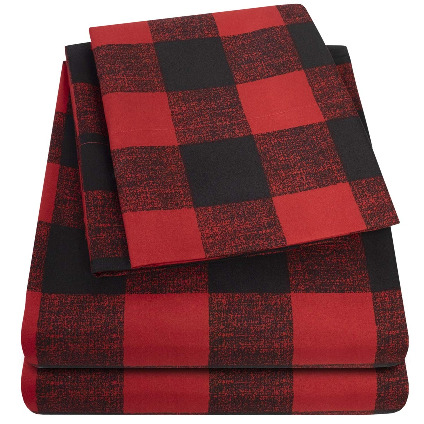 King Size Sheets - Breathable Luxury Bed Sheets with Full Elastic & Secure Corner Straps Built In - 1800 Supreme Collection Extra Soft Deep Pocket Bedding Set, Sheet Set, King, Buffalo Check Burgundy