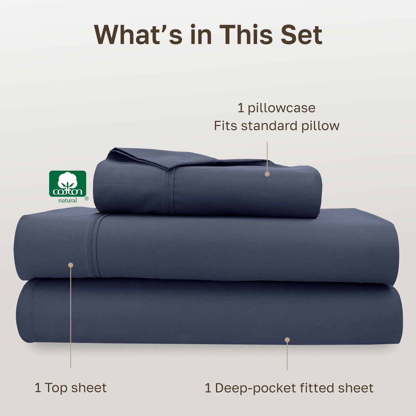 California Design Den Soft 100% Cotton Twin Size Bed Sheets Set, 400 Thread Count Good Housekeeping Award Winner, Smooth Sateen Finish, Cozy and Durable Twin Bedding Set - Indigo Dusty Blue
