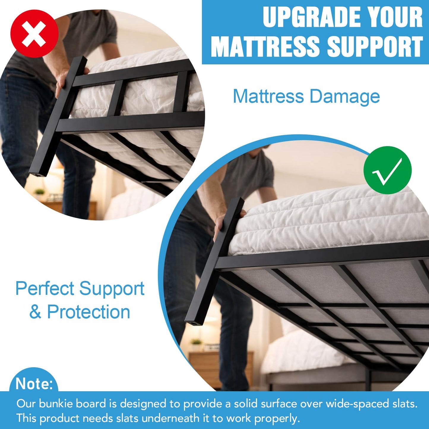 Wolive Bunkie Board Twin Size (38x75''), 10mm Bed Boards for Under Mattress, Breathable, Noise Minimizing, Moisture Resistant Bunkieboards, Heavy Duty Bed Support Board for Platform & Slatted Frames
