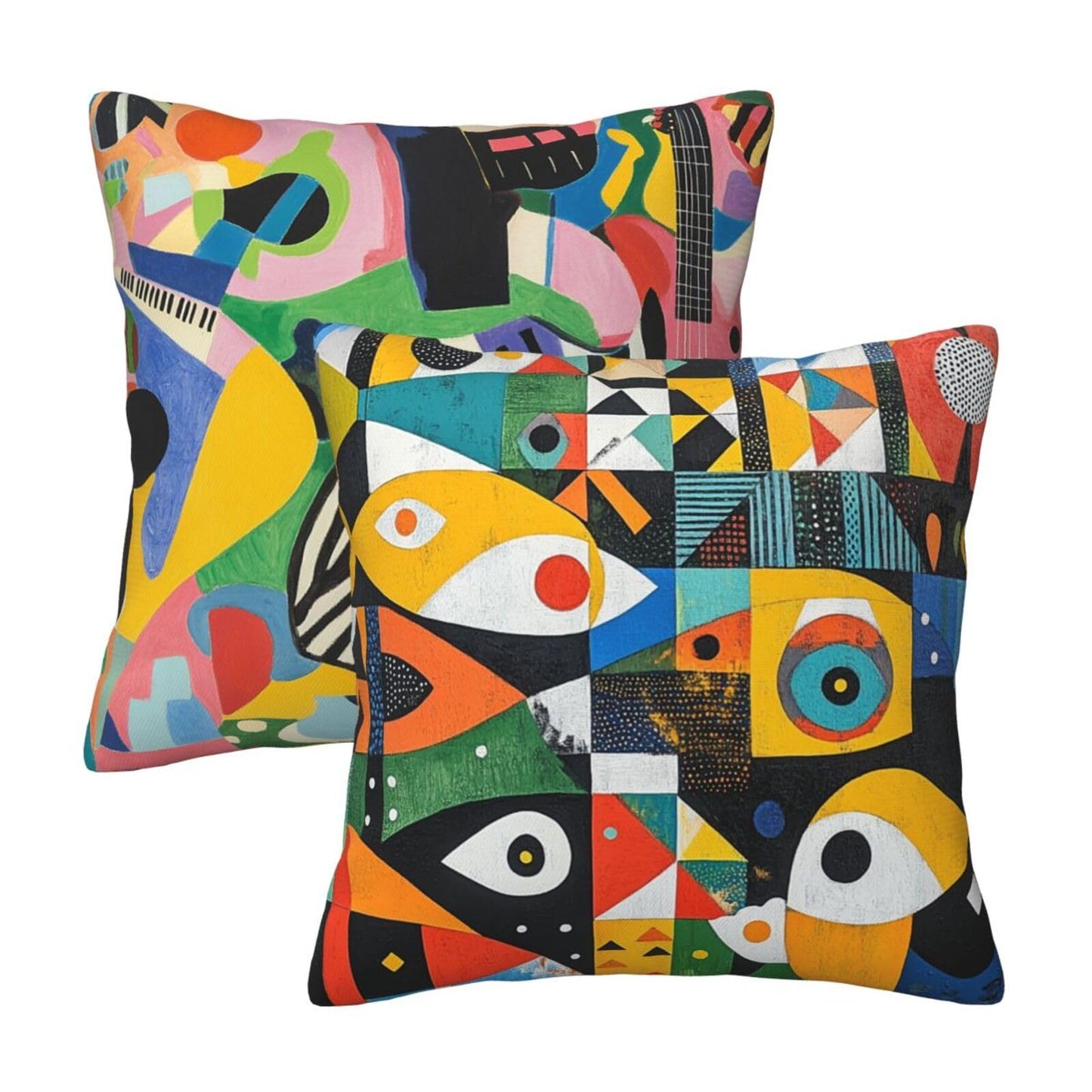 Guiteinyi Abstract Mid Century Throw Pillow Covers 18x18 Set of 2 Square Pillow Case for Home Decorative Sofa Couch Bedroom Living Room