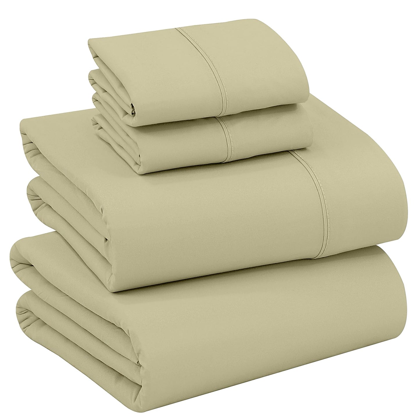 RUVANTI 100% Cotton Percale Sheets Queen Size – Crisp Cooling Bed Sheets for Hot Sleepers, Deep Pocket 16”, Soft Breathable & Durable Hotel-Style 4 Piece Set, Sage Green