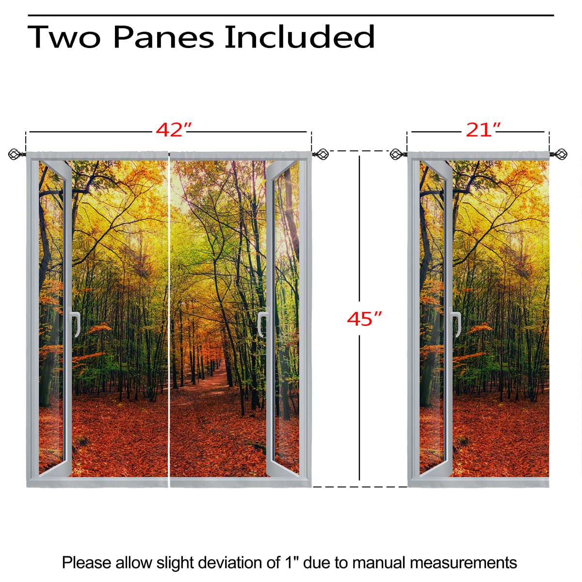 Forest Blackout Curtains for Girls Boy Home Decor, Nature Autumn Woodland Trees Scenery Grommet Thermal Insulated Drapes Darkening Window Curtain for Bedroom Living Room, 42 x 45 Inch