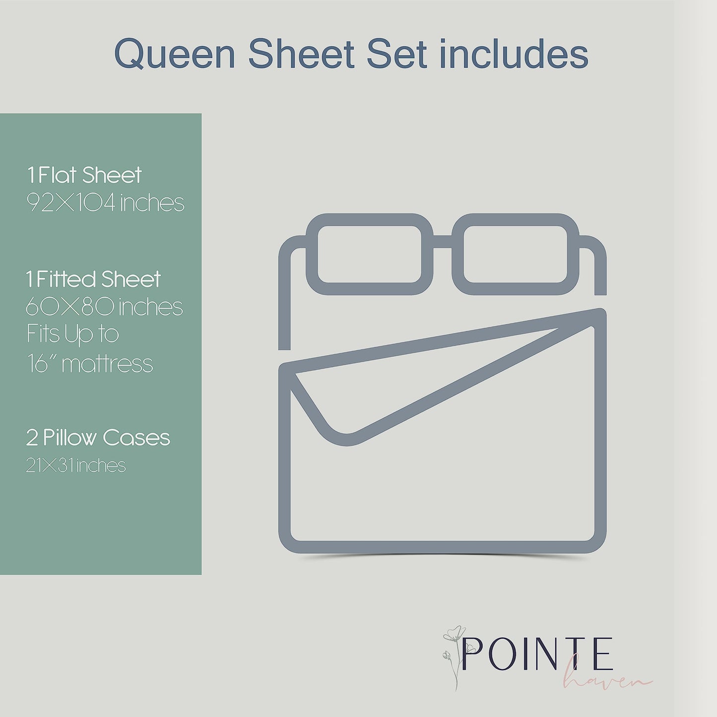 Pointehaven Heavy Weight Flannel Sheet Set, Queen, Plaid Blue - Warm & Cozy - 100% Cotton Flannel Pre-Shrunk -170 GSM -Deep Pockets -Easy Fit Elastic All Around-Comfy Double Brushed