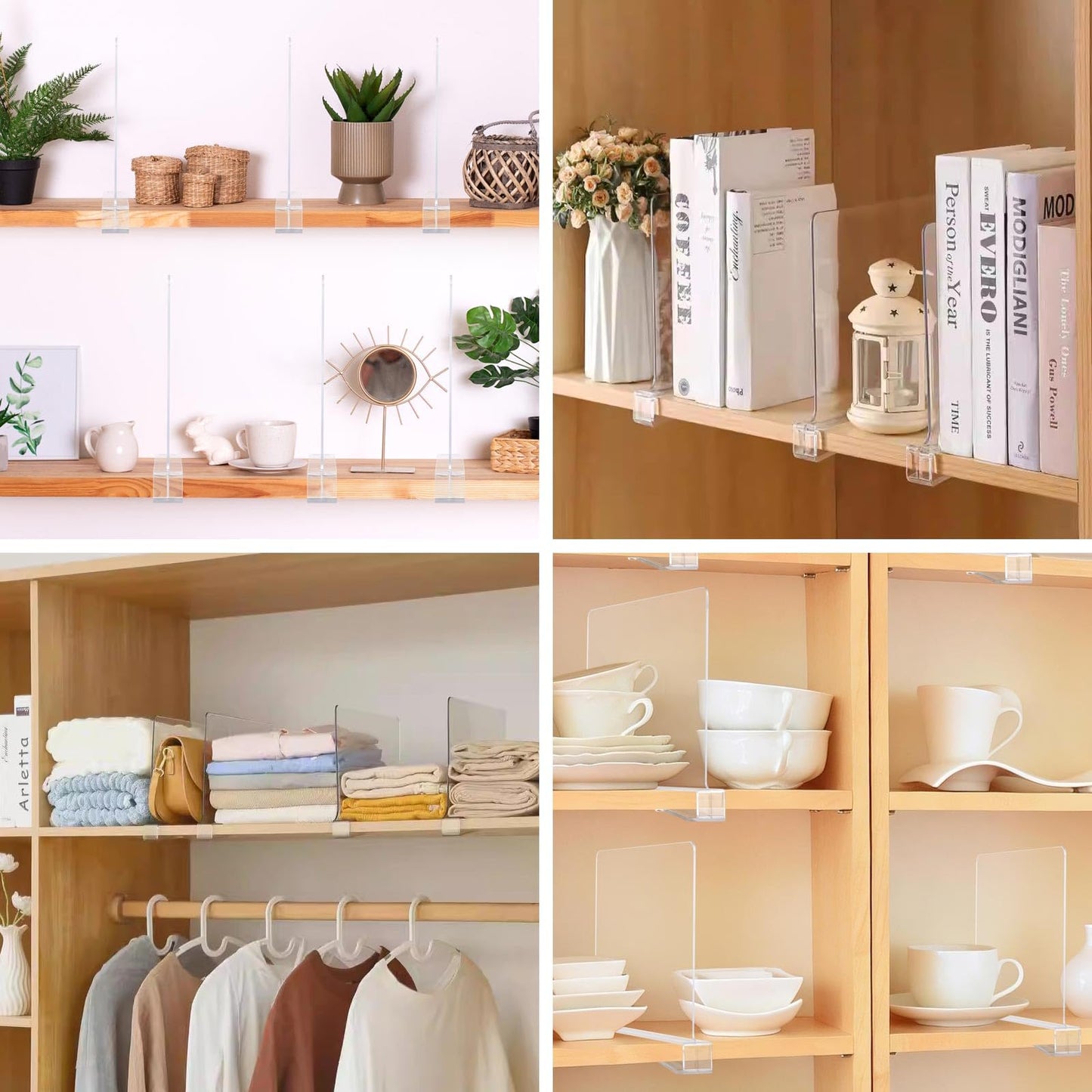 LoveBB 12 Pack Shelf Dividers for Closet Organizers and Storage, Clear Vertical Shelf Closet Separators for Sweater, Shirts, Clothes, Handbags