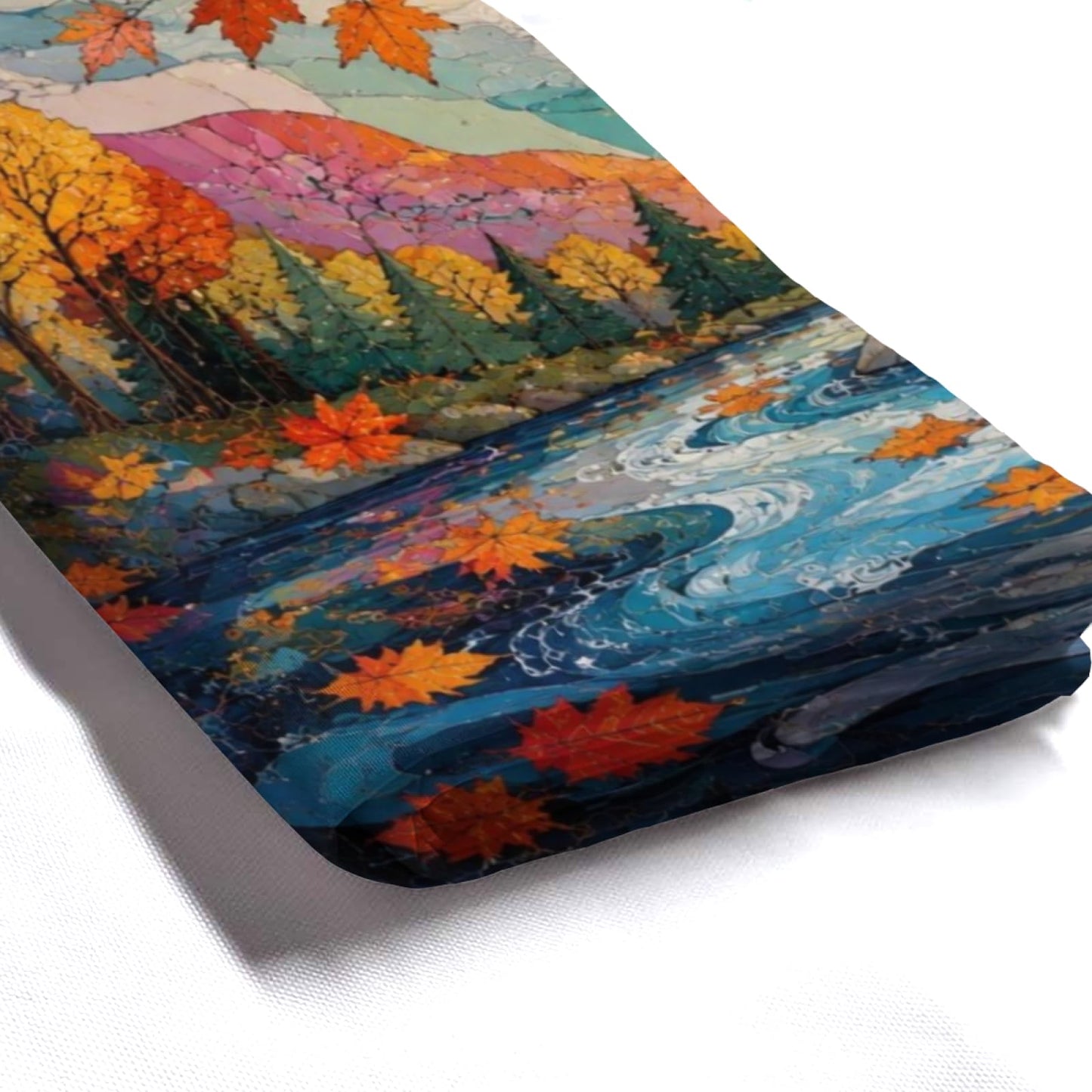 REZHOCH Autumn Bathtub Forest Shower Curtain 72x72 Inch,Fall Maple Leaves Lake View Rustic Tub Nature Landscape Artistic Bathroom Decor Bath Set with Hooks