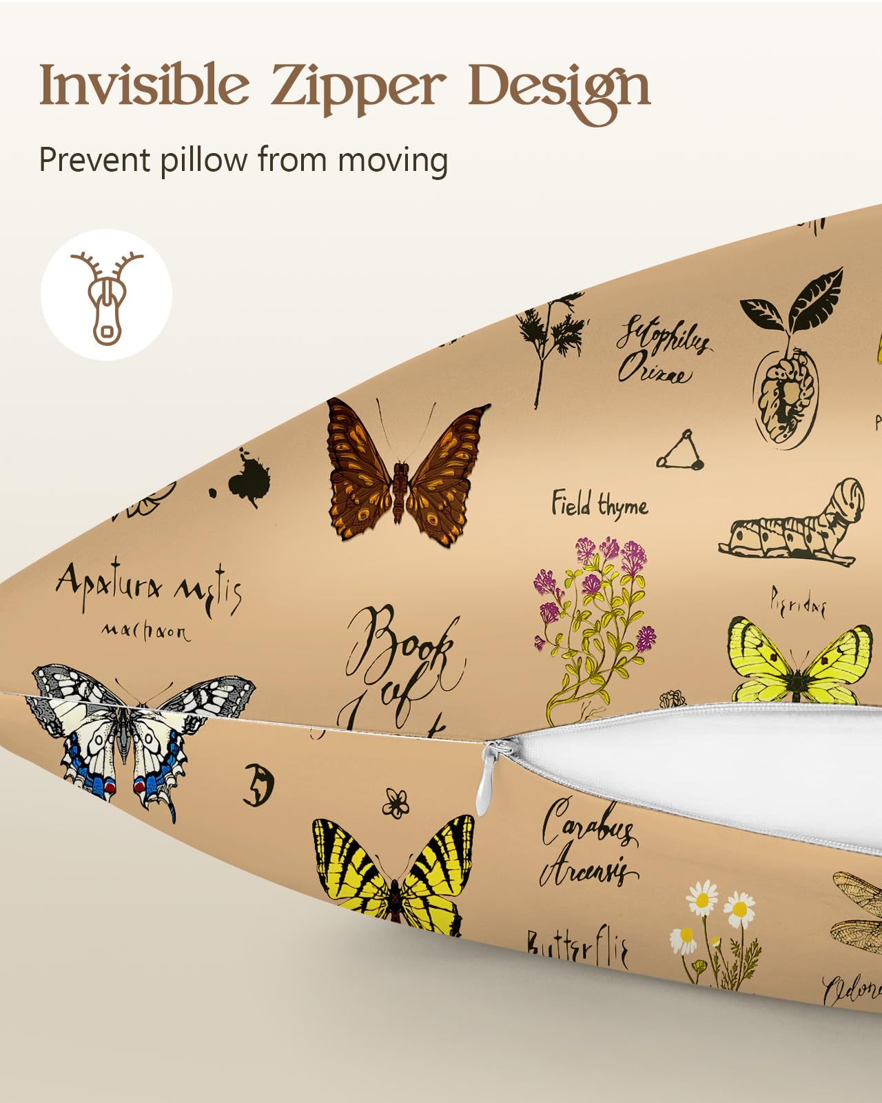 Miss Adola 2 Pack Mulberry Silk Pillowcase for Hair and Skin - Standard Size 20 x 26 Inches with Hidden Zipper Plants Butterfly 19 Momme Soft Sleeping Silk Pillow Case for Women, Moms