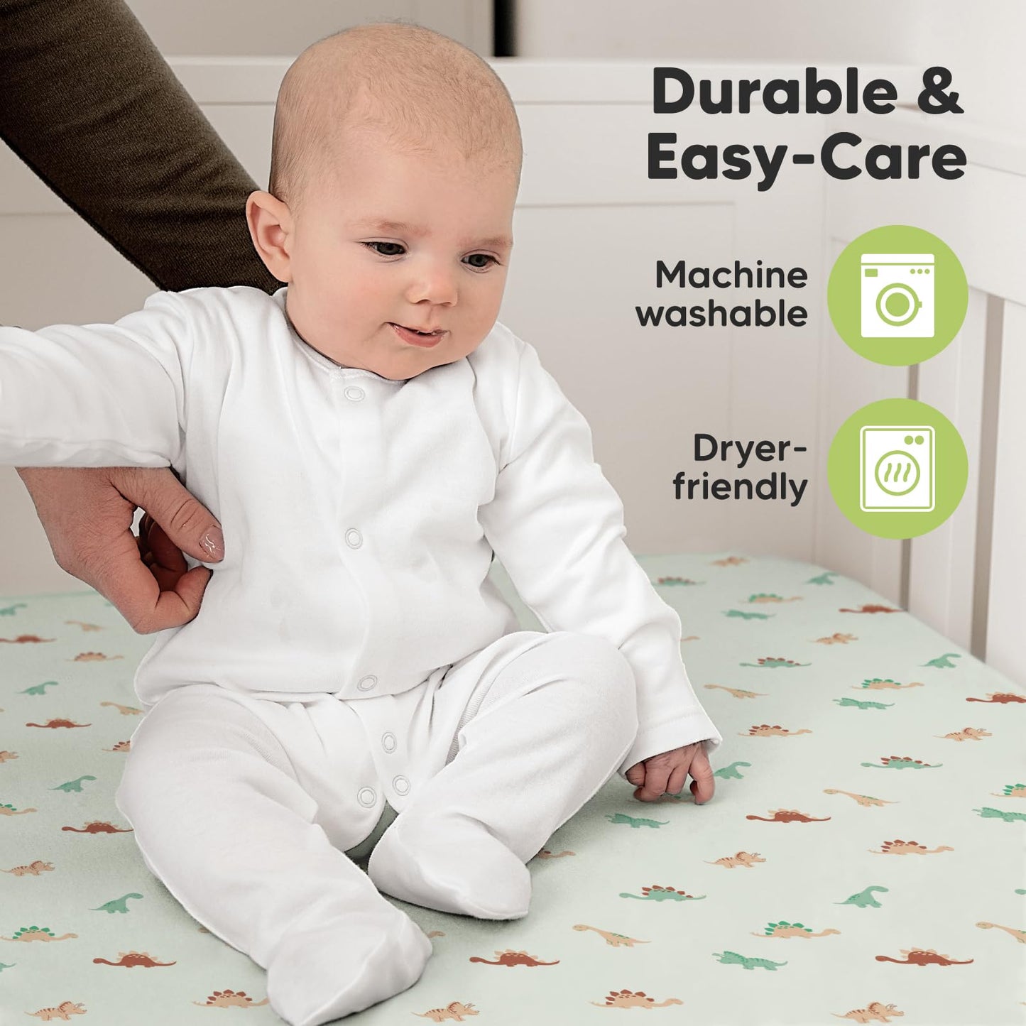 KeaBabies 2-Pack Organic Cotton Crib Sheets for Boys, Girls - 52x28 Fitted Crib Mattress Sheet Neutral, Breathable Cover for Baby Bed Set, Toddler Mattress, Soft & Cute Prints (Roarsome)