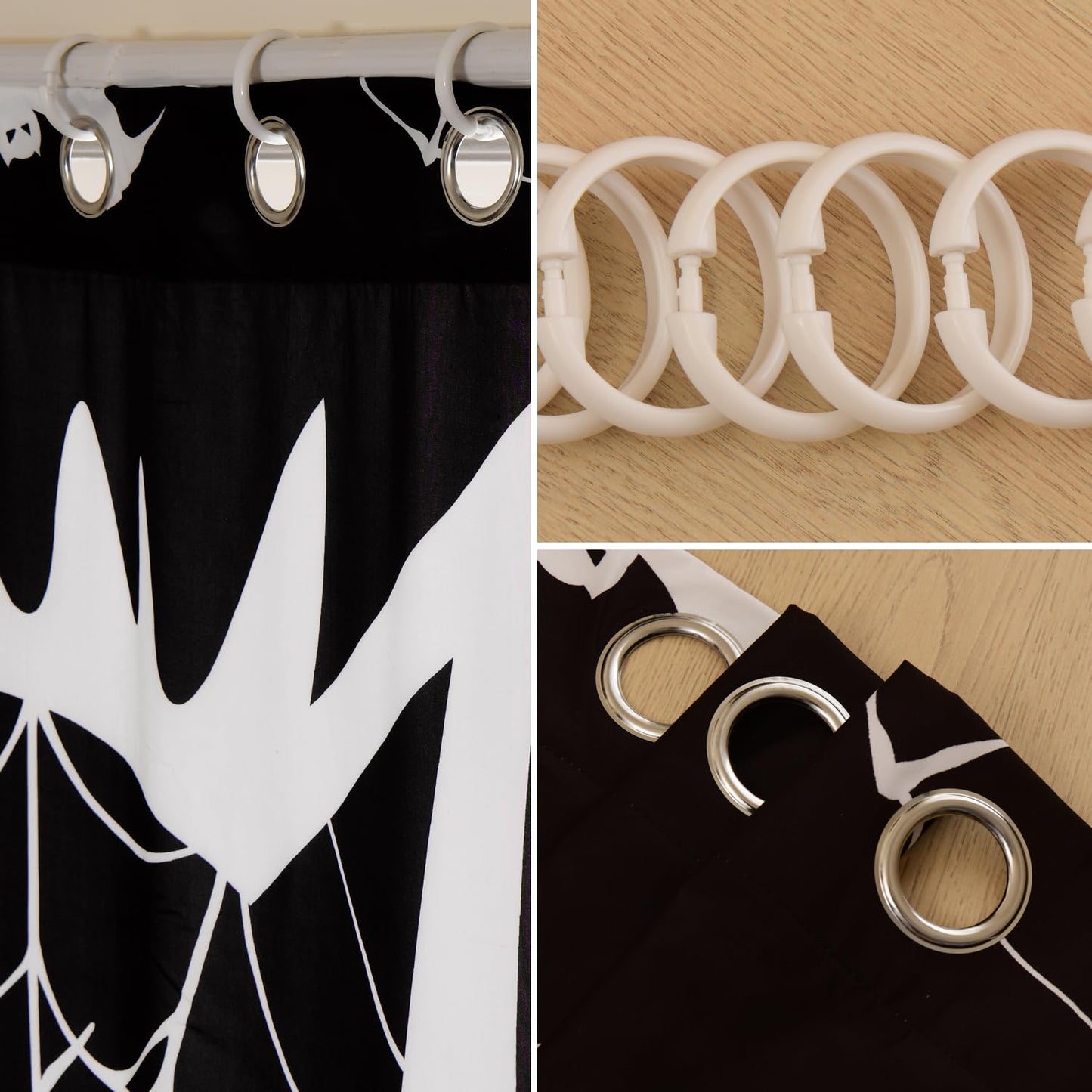 EVENHUG Halloween Shower Curtain with Hooks Waterproof Shower Curtain Set for Bathroom Halloween Theme Decorations 72x72 inch