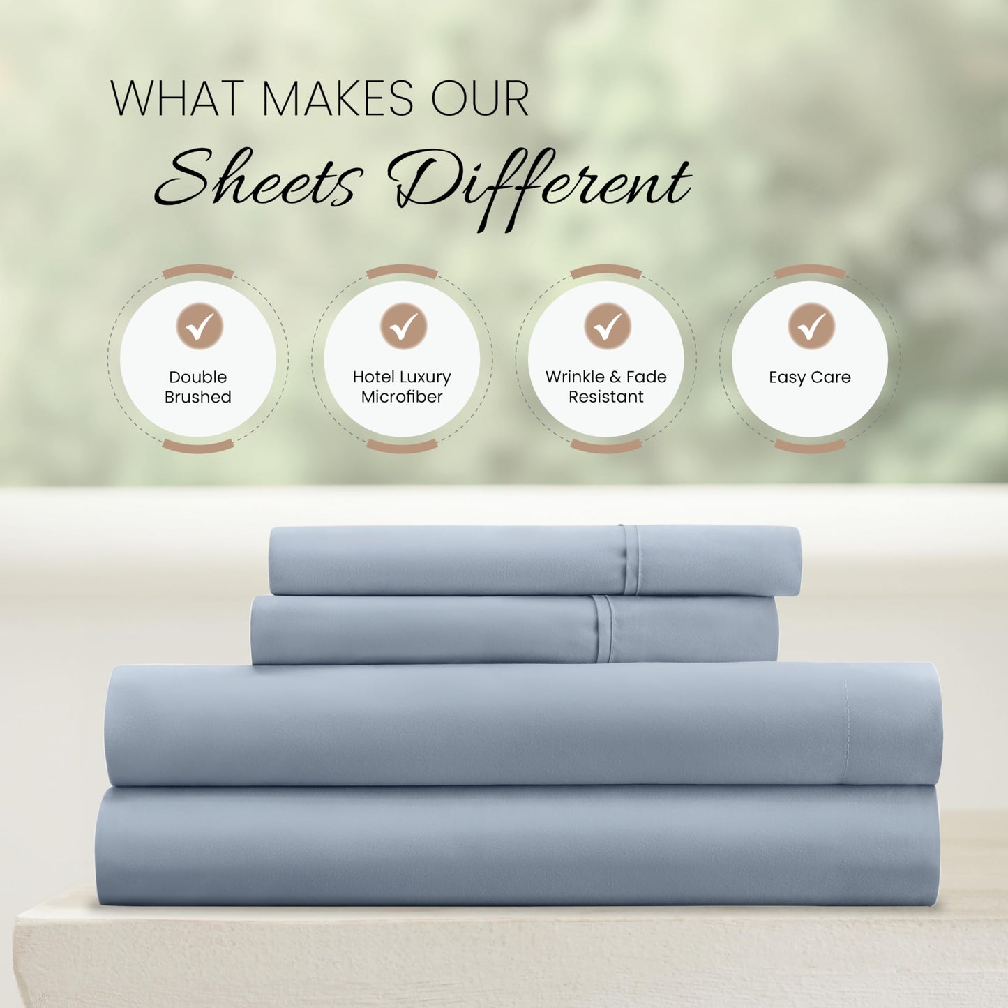 Linen Market Brushed Microfiber Full Sheet Set 4 Piece – Oeko-TEX Certified Ultra Soft & Wrinkle-Free - 16" Deep Pocket Sheets - Easy Care Full Size - Light Blue