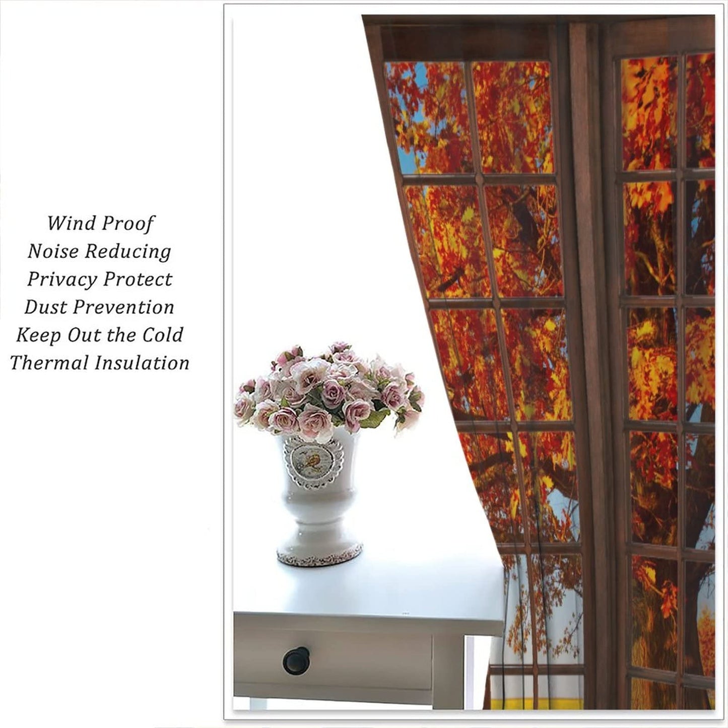 JESTRONRY Forest Landscapes Window Curtain,Autumn Fall Tree Nature Landscape Room Darkening Door Window Rod Pocket Curtain for Living Room Bedroom Kitchen W42xL45in