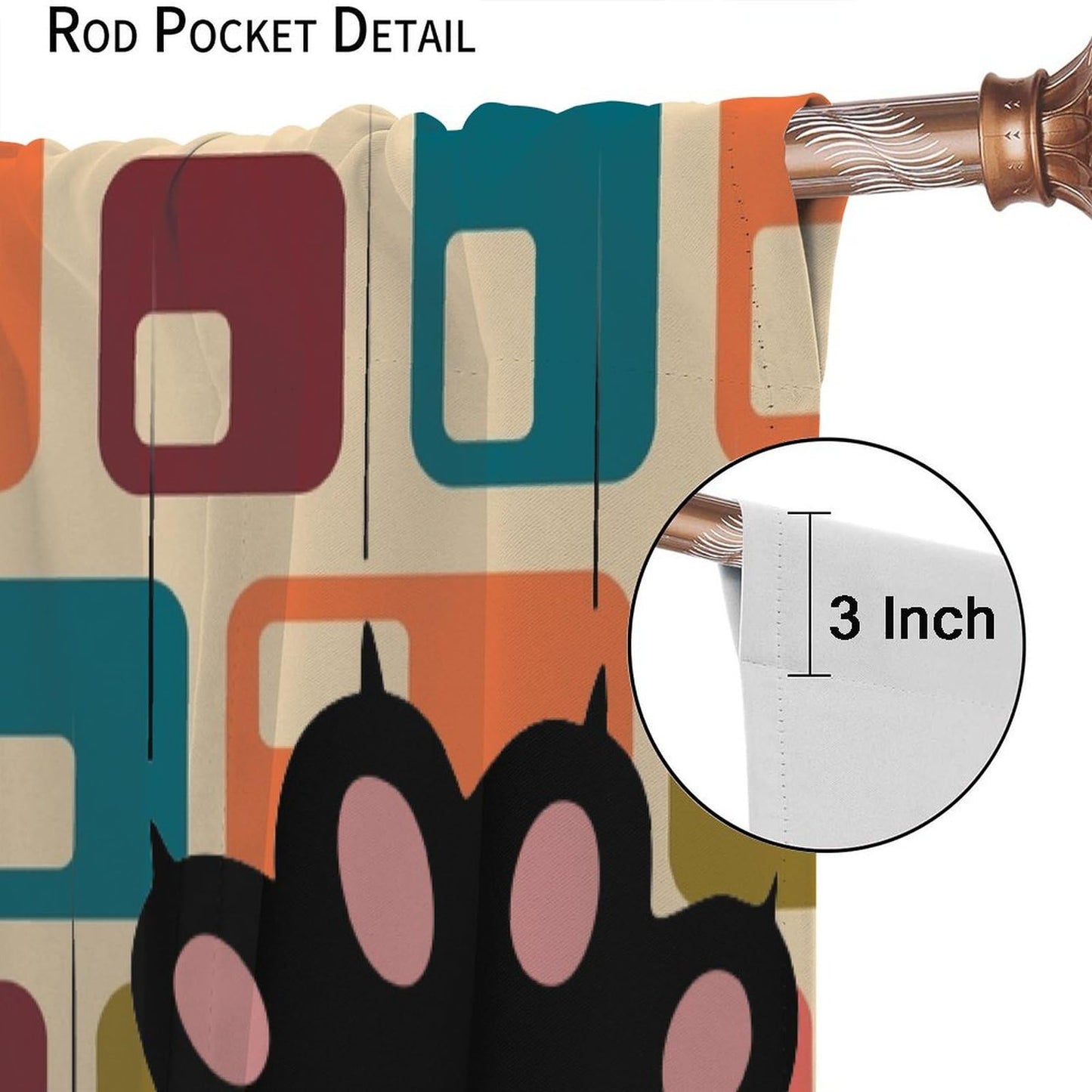 XBDDZSW Funny Cat Cute Cartoon Kids Curtains Modern Retro Boho Minimalism Abstract Geometric Background Kids Bedroom Living Room Decorative Blackout Curtains W42 * L45inch