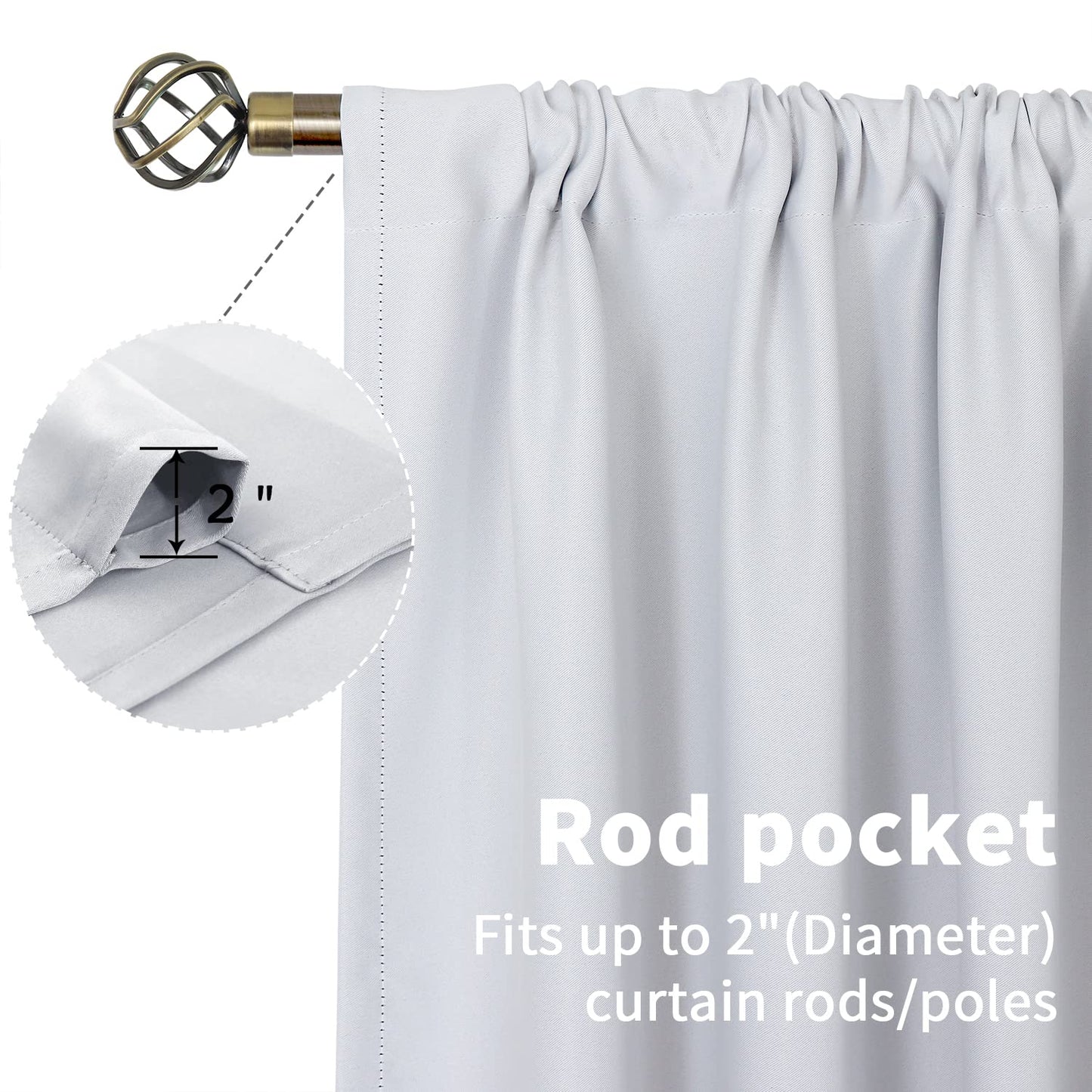 BGment Short Kitchen Window Curtains 36 Inch Length - Rod Pocket Thermal Insulated Drapes Privacy for Cafe Rv Bathroom Window, Greyish White, 2 Panels, 42 x 36 Inch