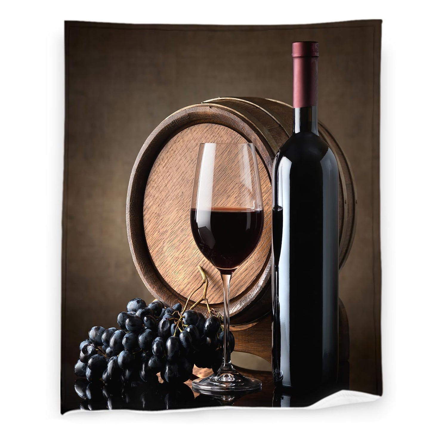 Wine Blanket 40" x 50" Glass Grape Fruit Barrel Romantic Burgundy Brown Super Soft Bedding Fleece Throw Blanket Microfiber Flannel Blankets Couch Sofa Warm Lightweight for Boys Girls