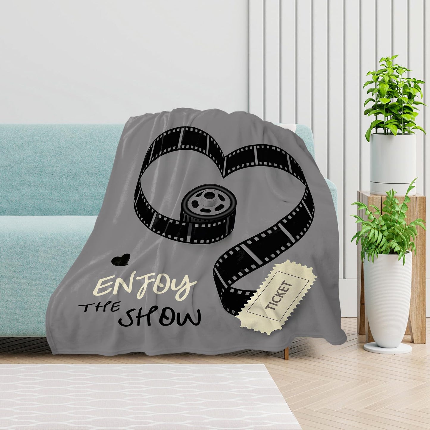 keepitcozi Movie Throw Blanket for Movie Lovers Adult Kids, Film Theater Gifts Blanket Home Room Decor for Women Men, Flannel Soft Blanket for Bed Couch 50"x60"