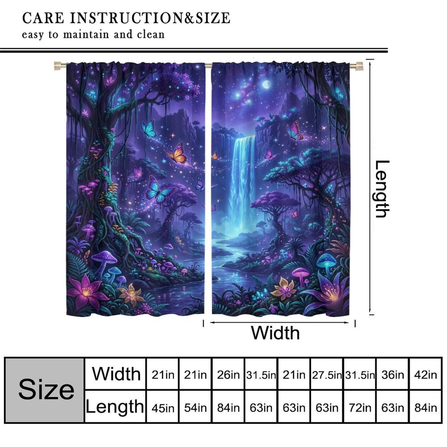 UFUH Fantasy Nature Curtains,Fairy Forest Landscape Blackout Window Treatments for Bedroom Living Room,2 Panels Set Total Size 42 x 45 Inch