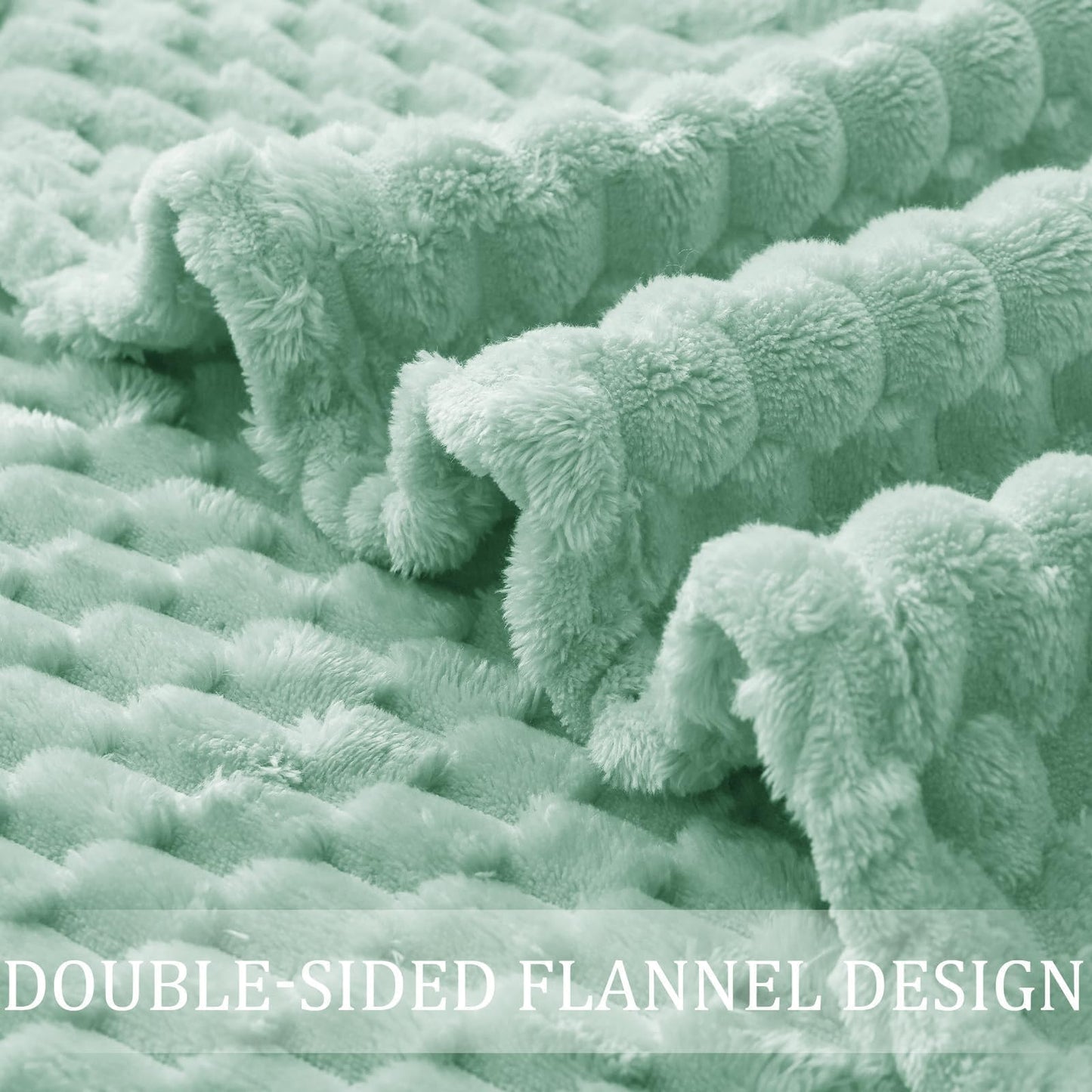 Exclusivo Mezcla Extra Large Fleece Throw Blanket for Couch, 50x70 Inches Stylish Jacquard Soft Throw Blanket, Fuzzy Cozy Lightweight for All Season, Sage Green