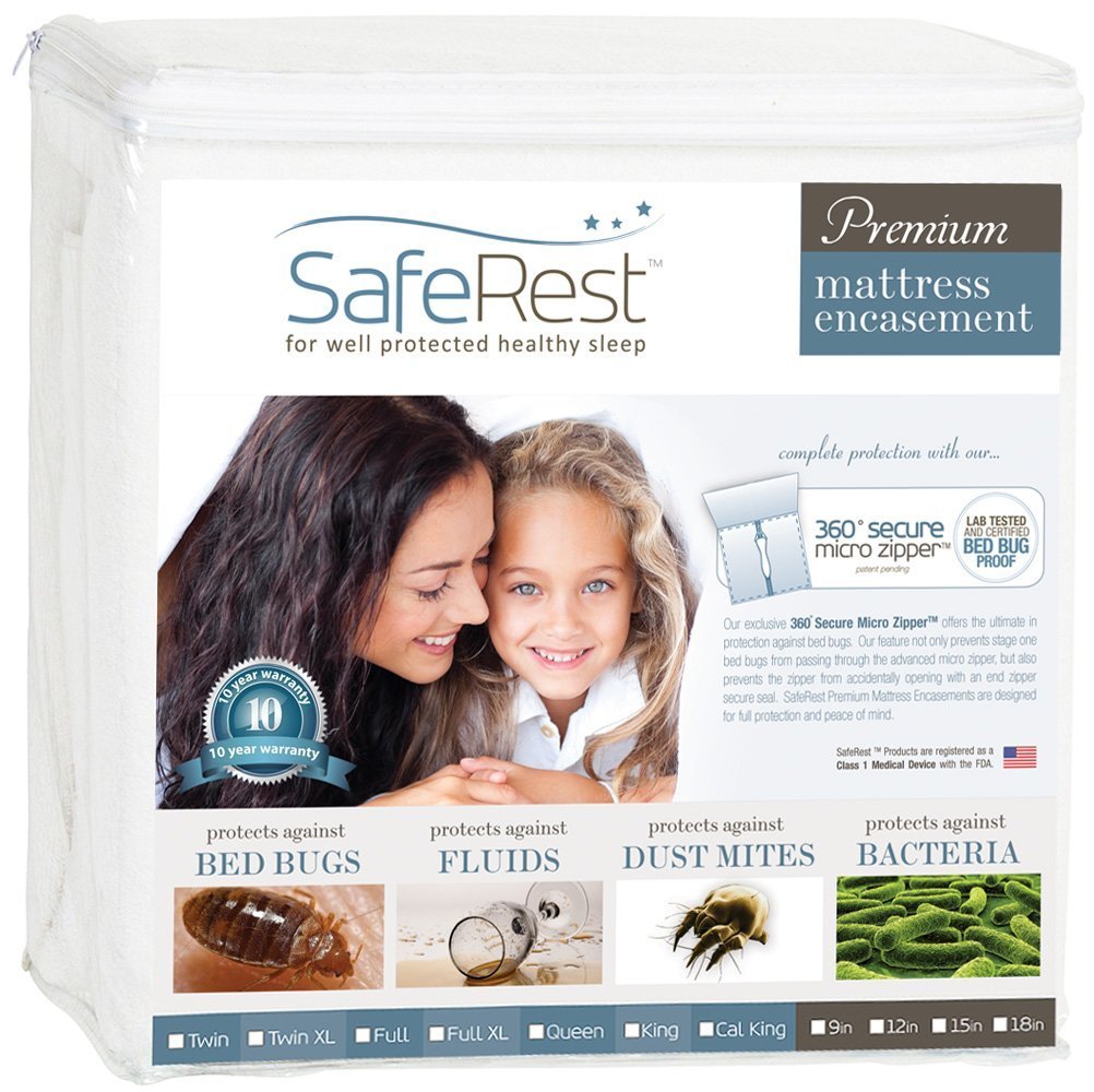 SafeRest Zippered Mattress Protector - Premium 6-9 Inch Waterproof Mattress Cover for Bed - Breathable, Noiseless Washable Mattress Encasement - Twin
