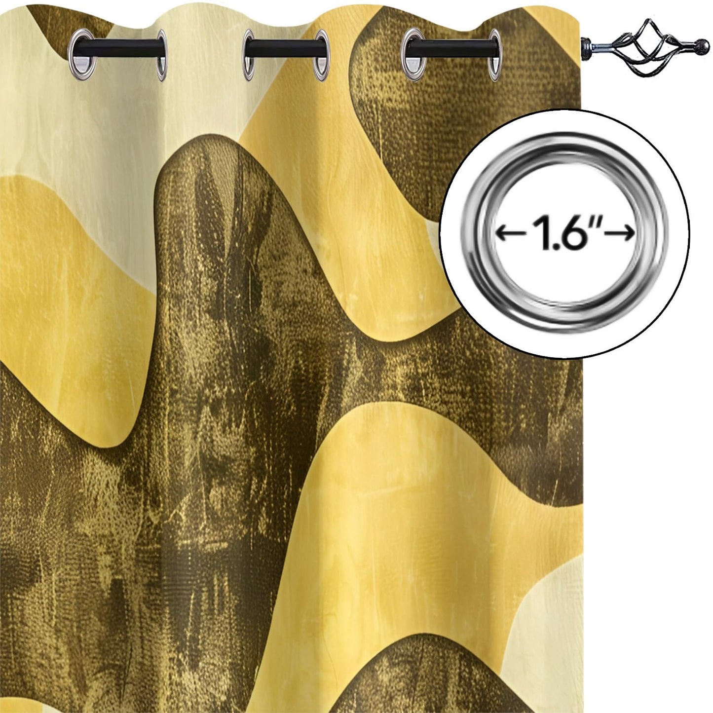 XAFIAUR Wave Art Curtains,Abstract Stripes Blackout Curtains Retro Style Grommet Drapes 2 Panels for Bedroom Living Room 31.5" W x 63" L x2