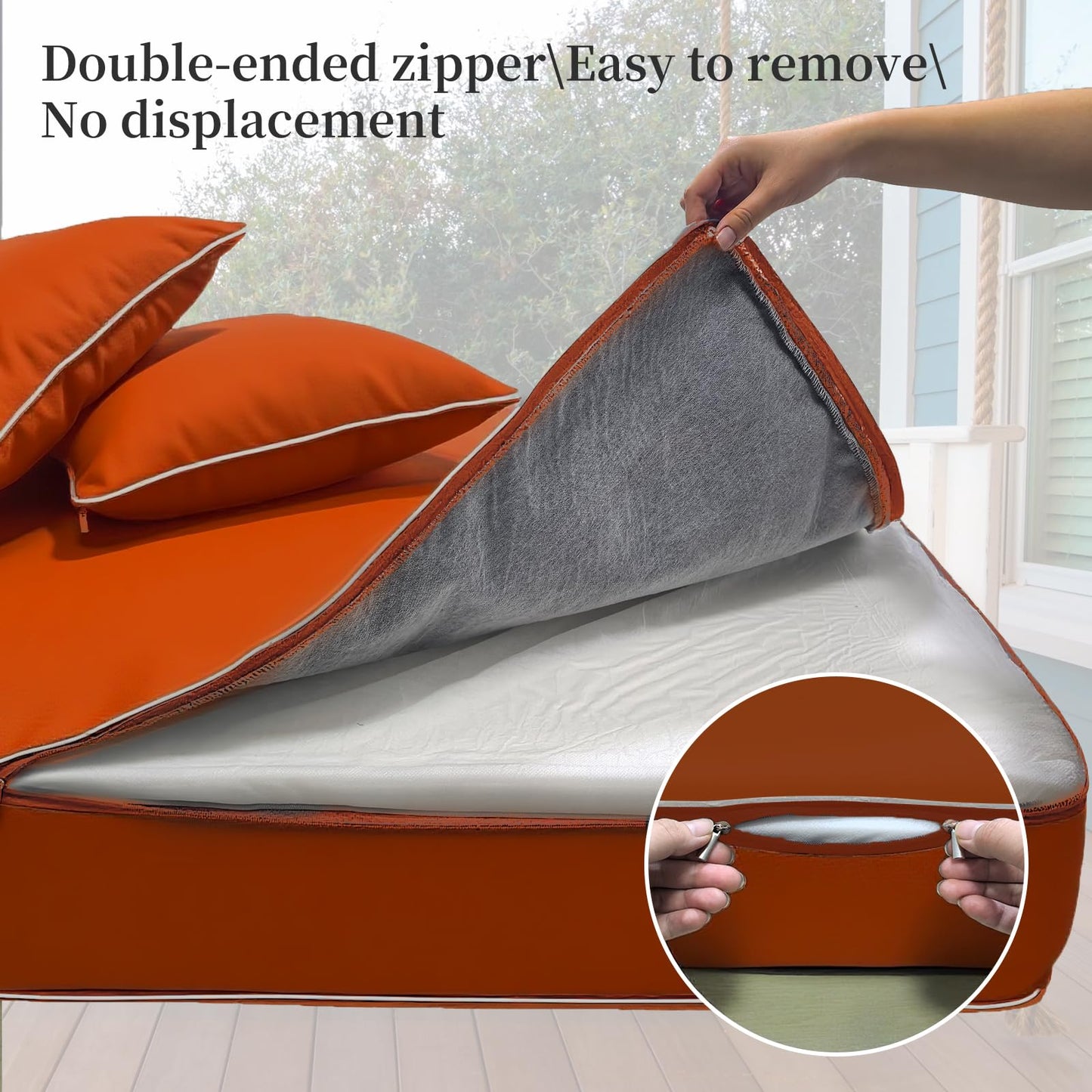 ZOALXZNT Outdoor Daybed Cushion Cover Twin,Daybed Mattress Bolster Pillow Fitted Sheet Cover,Twin Size Outdoor Daybed Cushion Covers (Spice Orange, 75 * 39 * 6in)