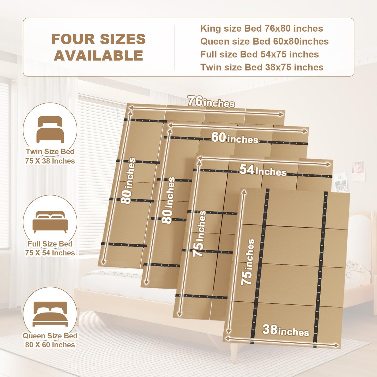 Imperius Twin Bed Board Under Mattress Support,5mm,Foldable Box Spring,Bed Support Slats,King Size 76x80''