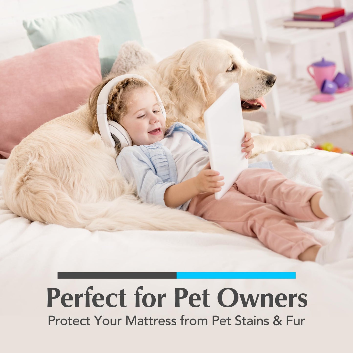 Handy Laundry Waterproof Mattress Protector – Breathable, Machine-Washable Mattress Cover – Perfect for Kids, Adults, and Pets – Extends Mattress Life. (Full Size)