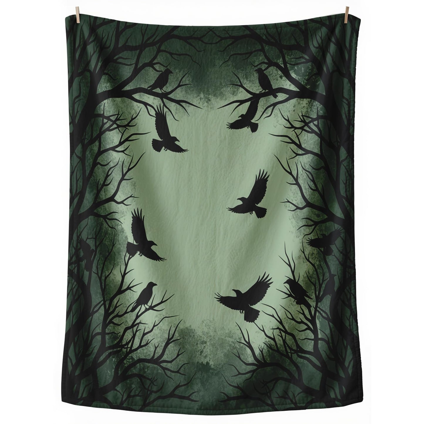 GEDAEUBA Gothic Crow Blanket - Halloween Raven Dead Tree Fleece Blanket Twin XL, Soft Cozy Blankets & Throws for Couch, Bed, and Sofa, 66x90 inches