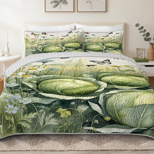 ARIGHTEX Full/Queen Quilt Set Botanical Wildflower Bee Butterfly Design, Cottagecore Bedspread Lightweight Microfiber Bedding, Nature Garden Style for Bedroom Dorm Guest Room