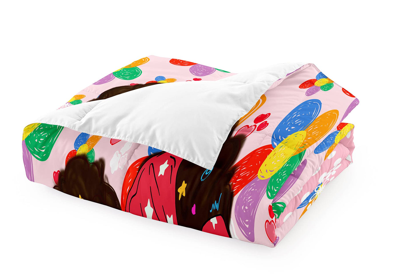 Jiospet Black Girls Bedding Sets -Black Girls Twin Comforter Set for Girl, Pink Princess Twin Bedding Sets for Kids, Twin (1 Comforter 1 Pillowcases)