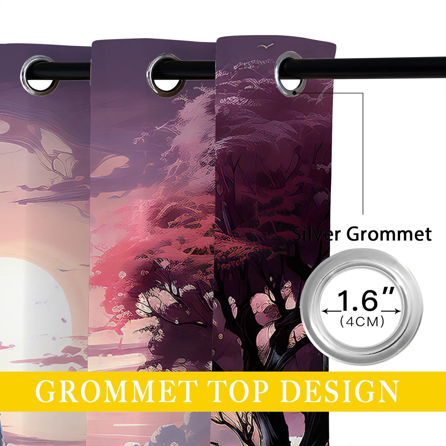 ONINUO Castle Blackout Curtains for Girls Boy Home Decor, Mystical Fantasy Forest Fairy Tale Woods Grommet Thermal Insulated Drapes Darkening Window Curtain for Bedroom Living Room, 42 x 45 Inch