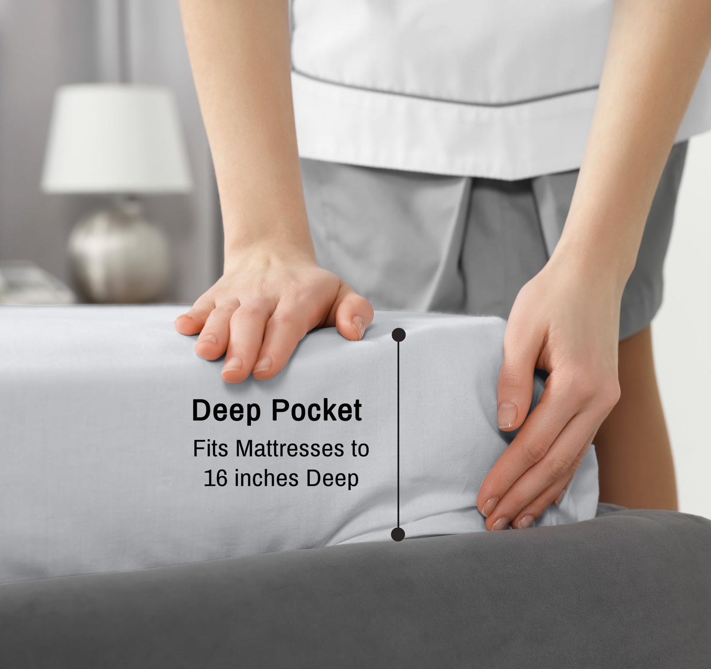 RUVANTI 100% Cotton Percale Sheets, Full Size, Quiet Gray