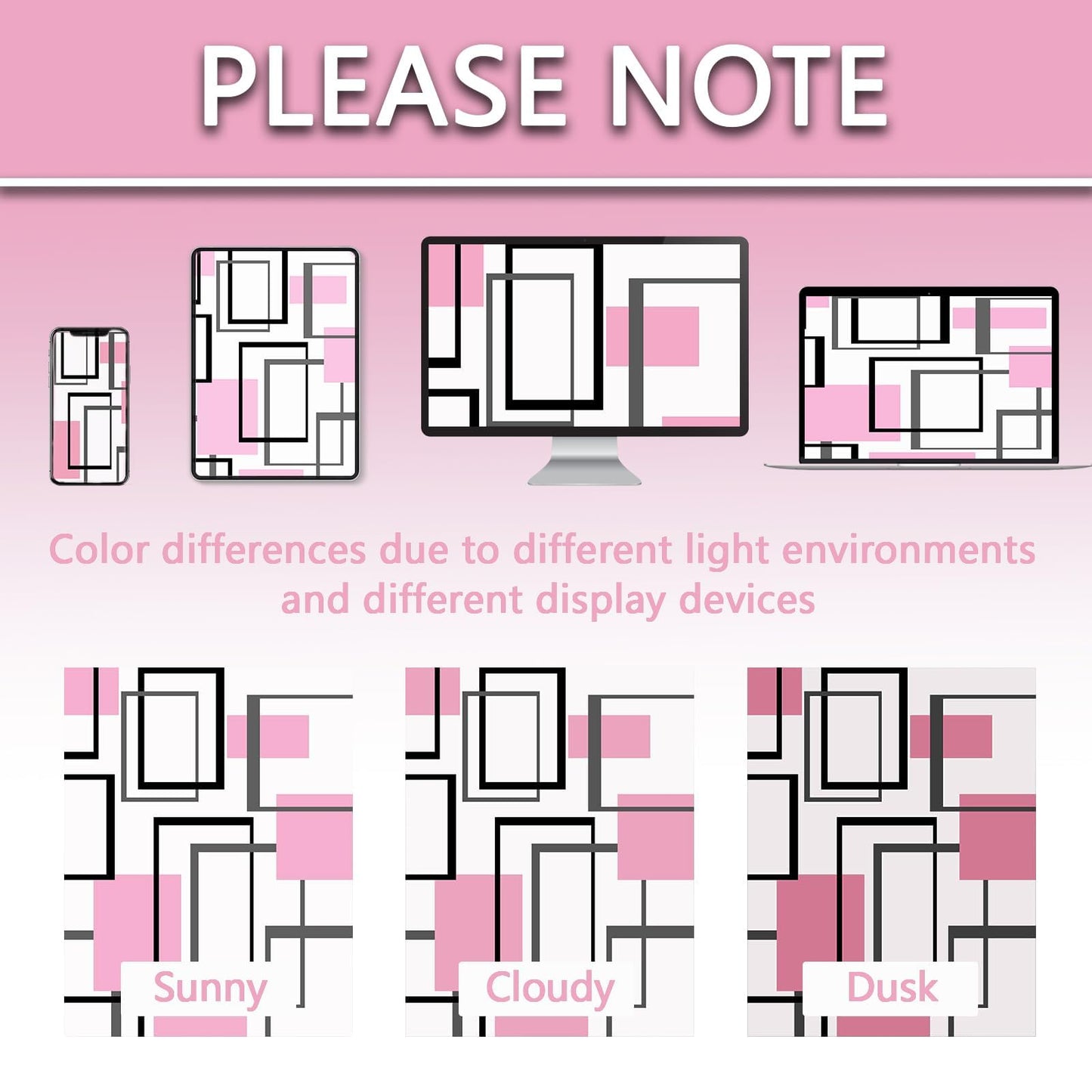 Yieldeer Light Pink Geometric Shower Curtain, 70 x 72 Inch