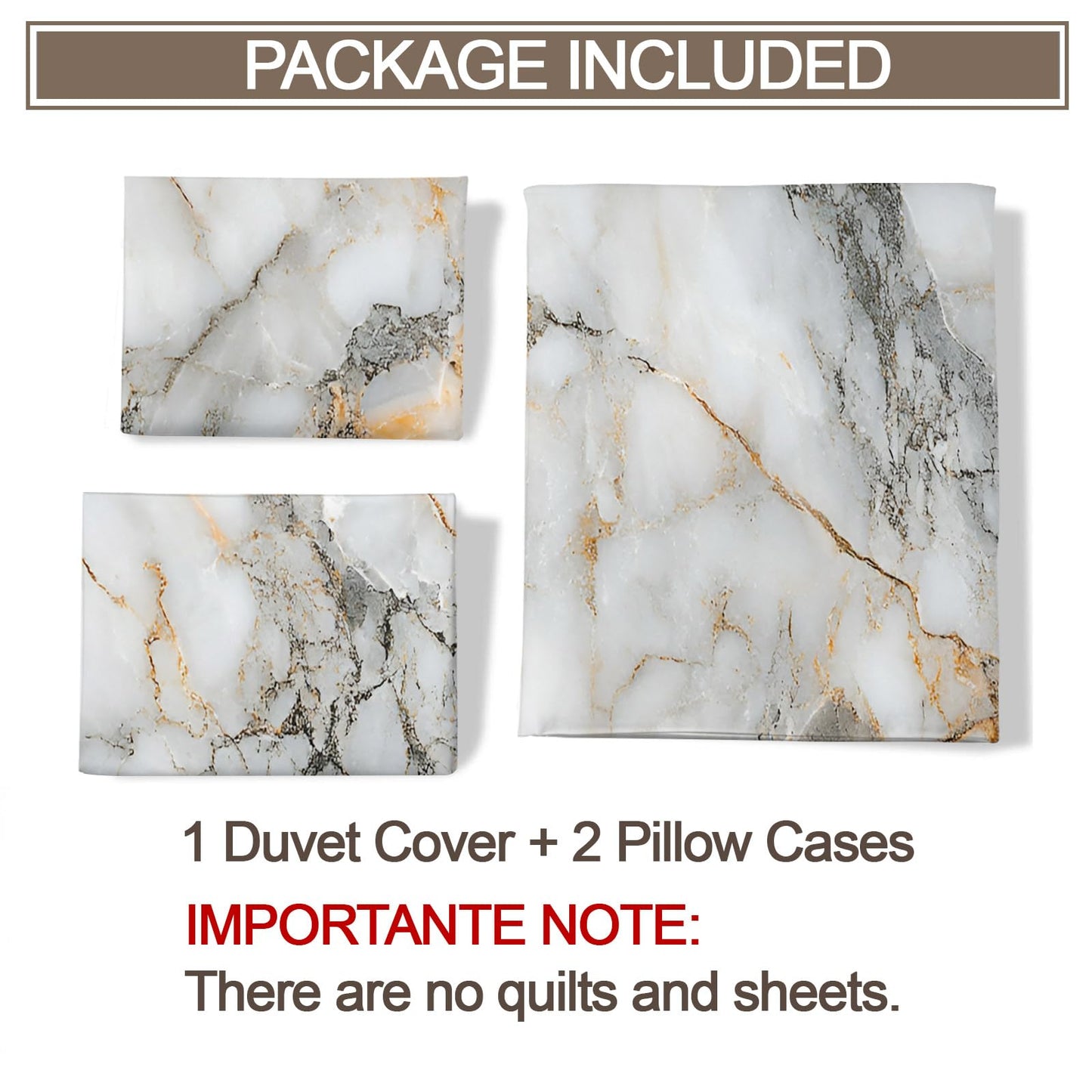 PAISUOQ Marble Duvet Cover King Size, Grey Gold Texture Bedding Set, 3 Piece, Soft Microfiber Patterned Comforter Cover with Zipper Ties & 2 Pillowcase, Nordic Marble Bedroom Decor & Gifts