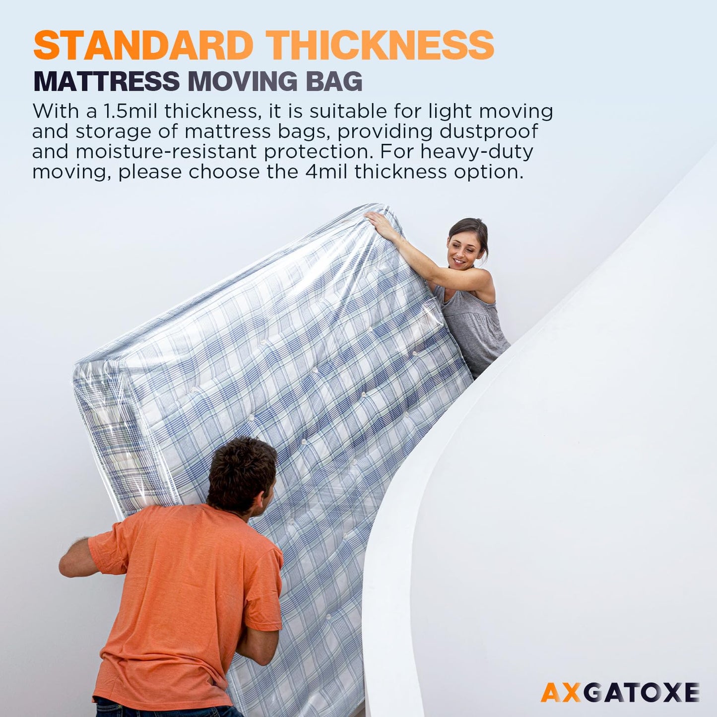 2PCS Plastic Mattress Bag for Moving Storage, Waterproof Mattress Cover, Mattress Protector for Moving Supplies - Queen Size (1.5MIL)