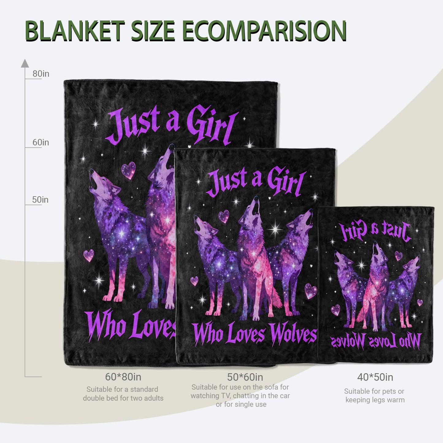 KTRJXI Wolf Throw Blanket Soft Lightweight, Colorful Wildlife Blankets for Bedroom Living Room Sofa Office, Fantasy Neon Animal Cozy Throws, Home Accent and Kids Girls Boys Gifts, 50 X 60 Inch