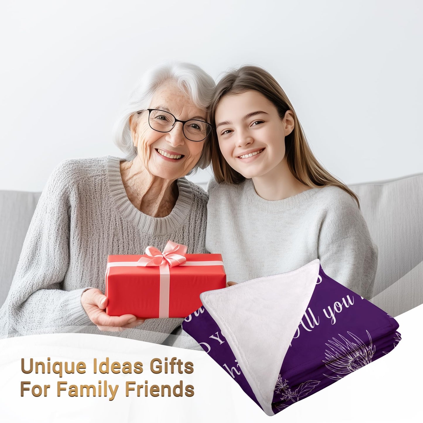 Jekeno 70th Birthday Gifts for Women Mother, Best 1955 Birthday Gift for 70 Year Old Woman Mom, Happy 70th Women Birthday Decorations, 70th Woman Christmas Ideas, Soft Cozy Plush Throw Blanket 50"X60"