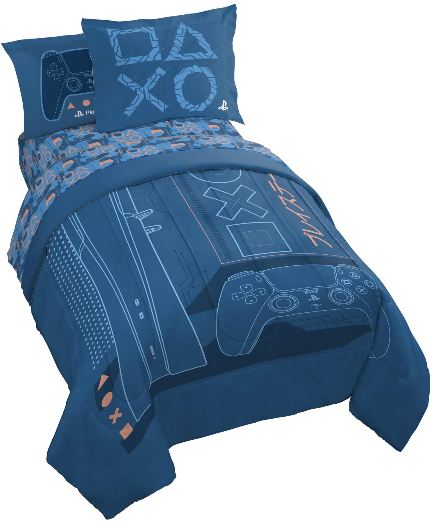 Jay Franco Kids Bed Set, Blue, PlayStation, 5 Piece Twin