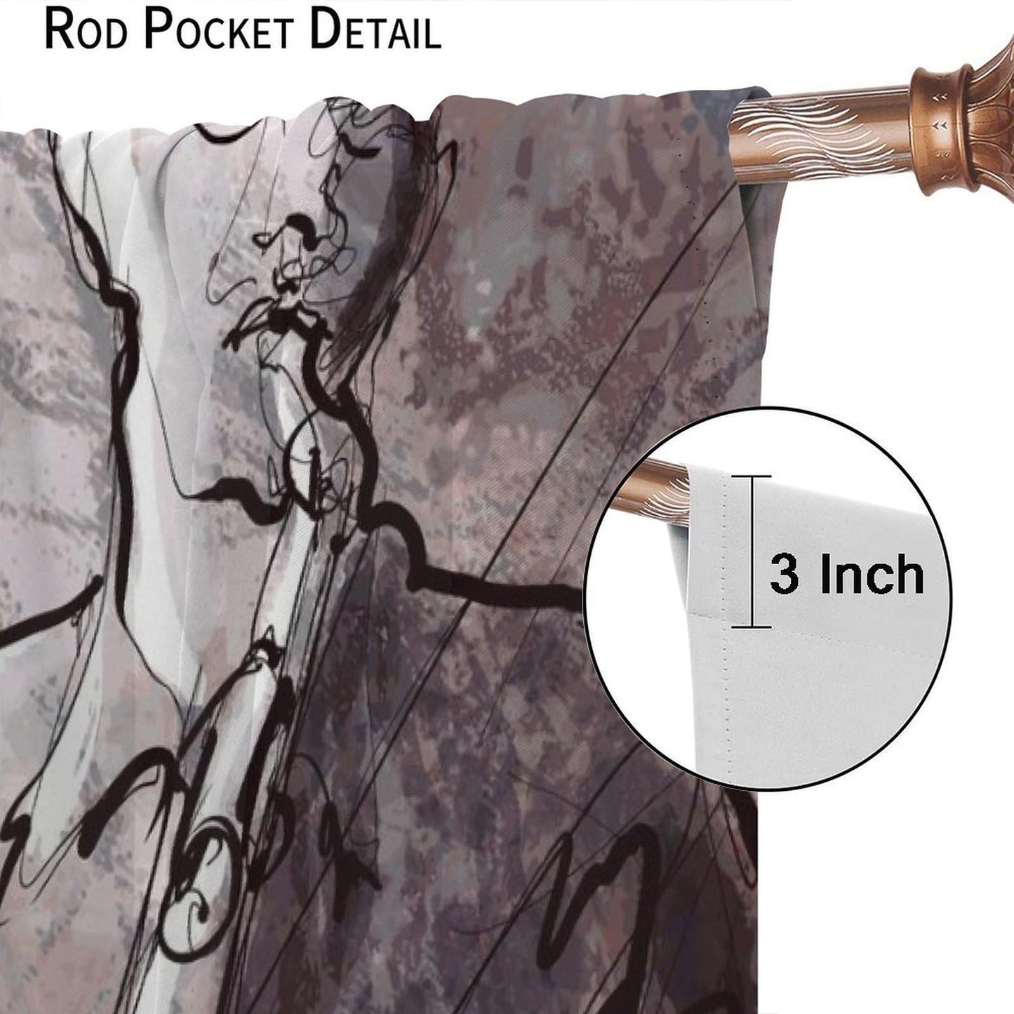 Abstract Black Woman Curtains, Modern Urban Art Hand Drawn Grey Brown Line Graffiti Musician Dancer Window Treatments, Blackout Rod Pocket Drapes For Living Room Bedroom Bathroom (21x45in)x2 Panels