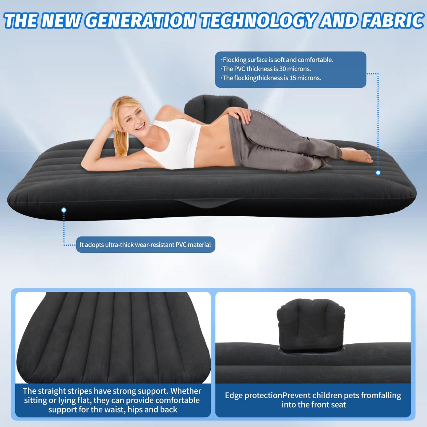 Onirii Inflatable Car Air Mattress Back Seat Bed with Air Pump